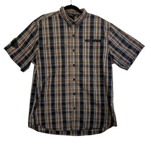 Harley Davidson Men's Shirt Short Sleeve Plaid Brown Size XL